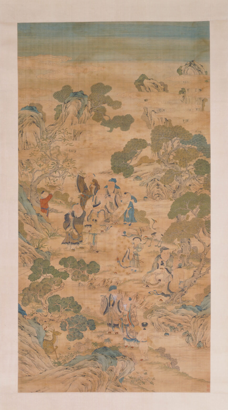 缂丝九老图轴